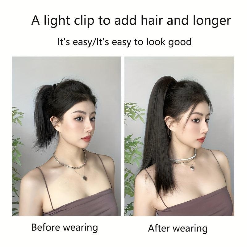 Long Straight Claw Ponytail Clip In Hair Extensions Natural Look