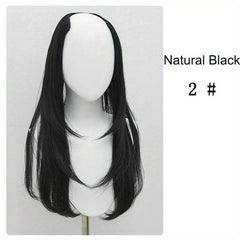 Invisible U Shaped Synthetic Hair Extensions 4 Clips Long Straight Hair Pieces
