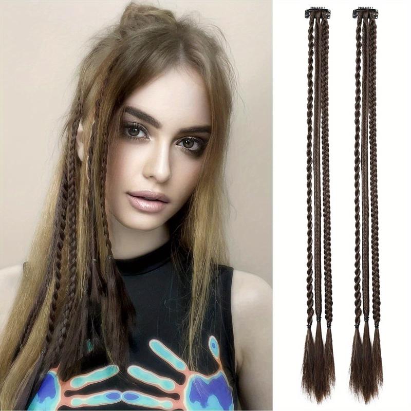 88cm Long Braid Hair Extensions Clip In Baby Braids 6pcs Y2K Hair