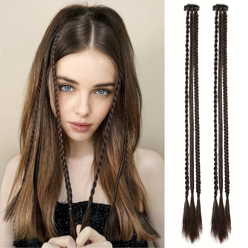 88cm Long Braid Hair Extensions Clip In Baby Braids 6pcs Y2K Hair