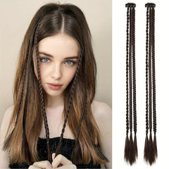 88cm Long Braid Hair Extensions Clip In Baby Braids 6pcs Y2K Hair
