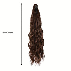 Long Wavy Claw Clip Ponytail Extensions for Women, Natural Soft Daily Use