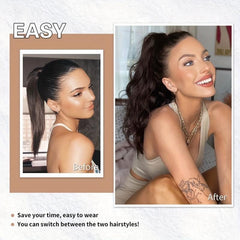 Long Wavy Claw Clip Ponytail Extensions for Women, Natural Soft Daily Use