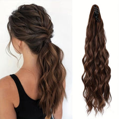 Long Wavy Claw Clip Ponytail Extensions for Women, Natural Soft Daily Use