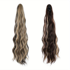 Long Wavy Claw Clip Ponytail Extensions for Women, Natural Soft Daily Use