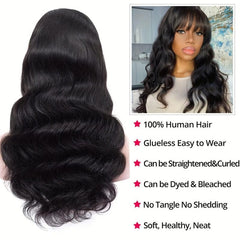 Body Wave Hair Wig With Bangs Brazilian Virgin Human Hair Full Machine Wig