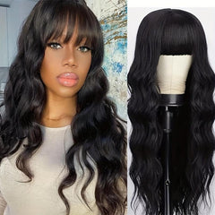 Body Wave Hair Wig With Bangs Brazilian Virgin Human Hair Full Machine Wig