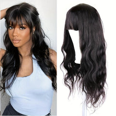 Body Wave Hair Wig With Bangs Brazilian Virgin Human Hair Full Machine Wig