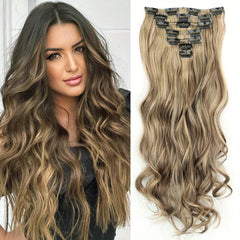 Long Curly Synthetic Clip In Hair Extensions Natural Look