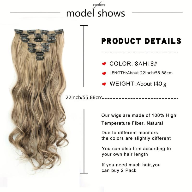 Long Curly Synthetic Clip In Hair Extensions Natural Look
