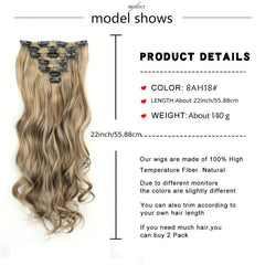 Long Curly Synthetic Clip In Hair Extensions Natural Look