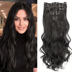 Long Curly Synthetic Clip In Hair Extensions Natural Look