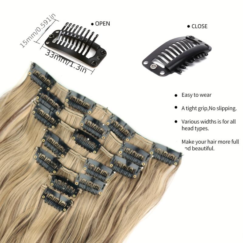 Long Curly Synthetic Clip In Hair Extensions Natural Look