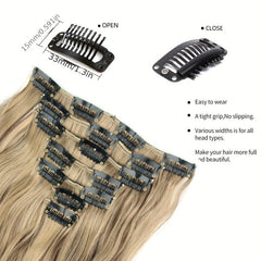 Long Curly Synthetic Clip In Hair Extensions Natural Look