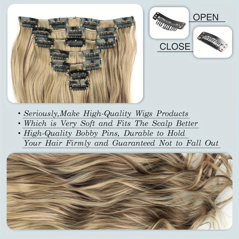Long Curly Synthetic Clip In Hair Extensions Natural Look