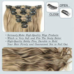 Long Curly Synthetic Clip In Hair Extensions Natural Look