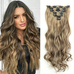Long Curly Synthetic Clip In Hair Extensions Natural Look
