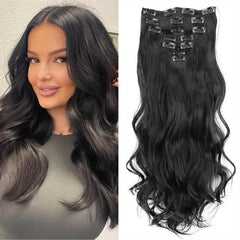 Long Curly Synthetic Clip In Hair Extensions Natural Look