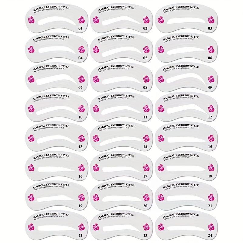 24 Styles Eyebrow Stencil Set DIY Eye Brow Drawing Guide