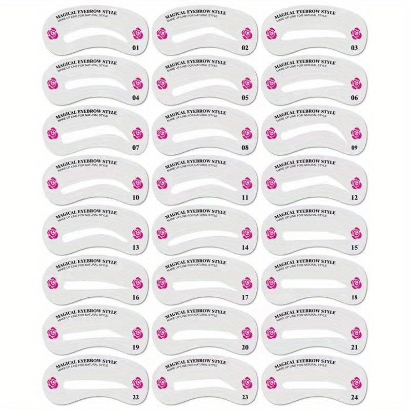 24 Styles Eyebrow Stencil Set DIY Eye Brow Drawing Guide