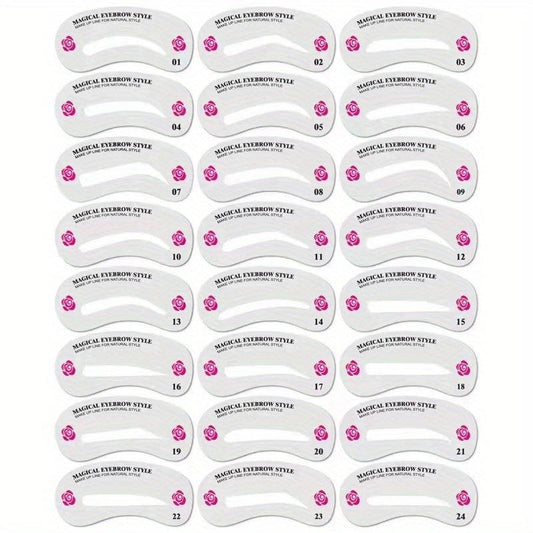 24 Styles Eyebrow Stencil Set DIY Eye Brow Drawing Guide