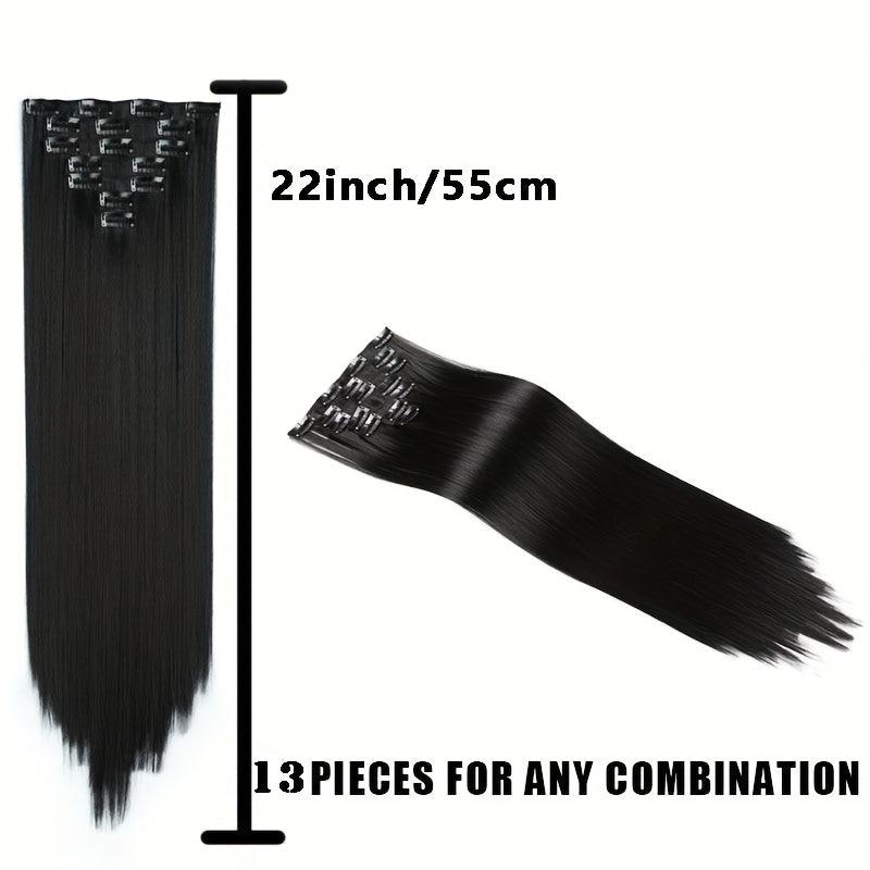 5 Pcs Synthetic Hair Long Straight Clip In Hair Extensions Hair Pieces