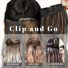 5clips Long Curly Hair Pieces Synthetic Clip In Hair Extensions
