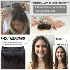 3pcs Hair Toppers Women Synthetic Clips Thinning Hair Dark Brown Hairpieces