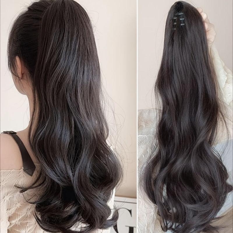 Long Curly Wavy Ponytail Extensions Clip In Synthetic Heat Resistant Hairpiece