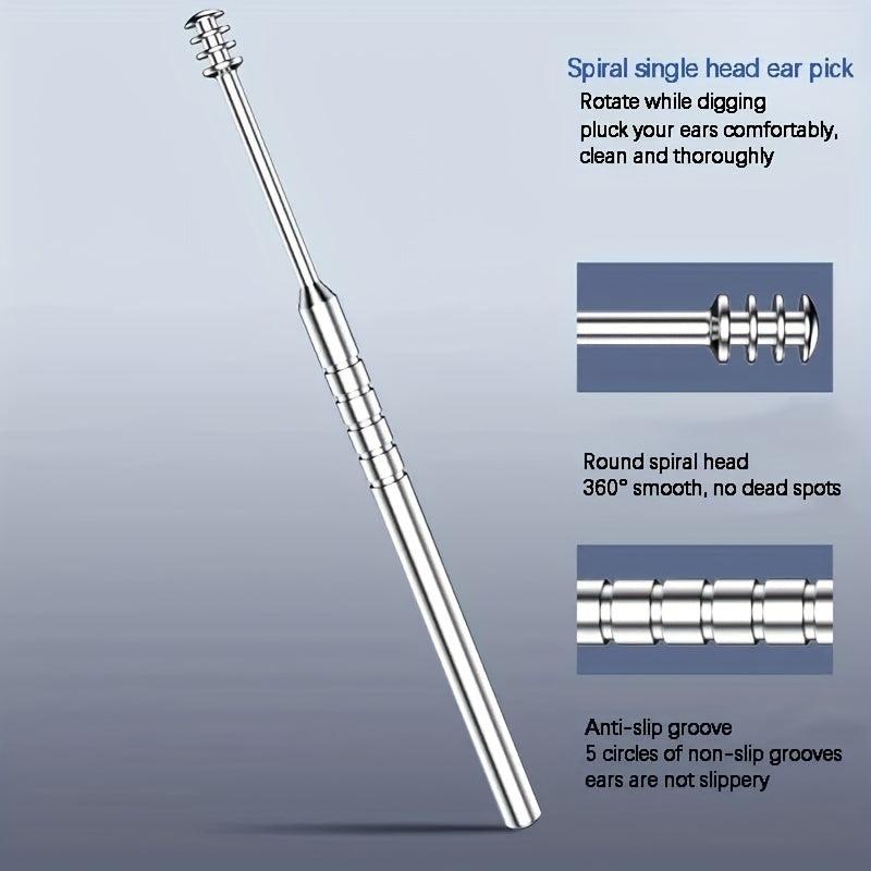 6Pcs Stainless Steel Ear Wax Remover Tool Spiral Ear Pick Ear Cleaner Set