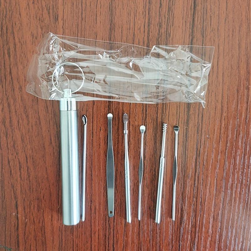 6Pcs Stainless Steel Ear Wax Remover Tool Spiral Ear Pick Ear Cleaner Set