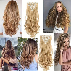 7pcs Body Wave Curly Hair Pieces Set for Women Daily Party Cosplay