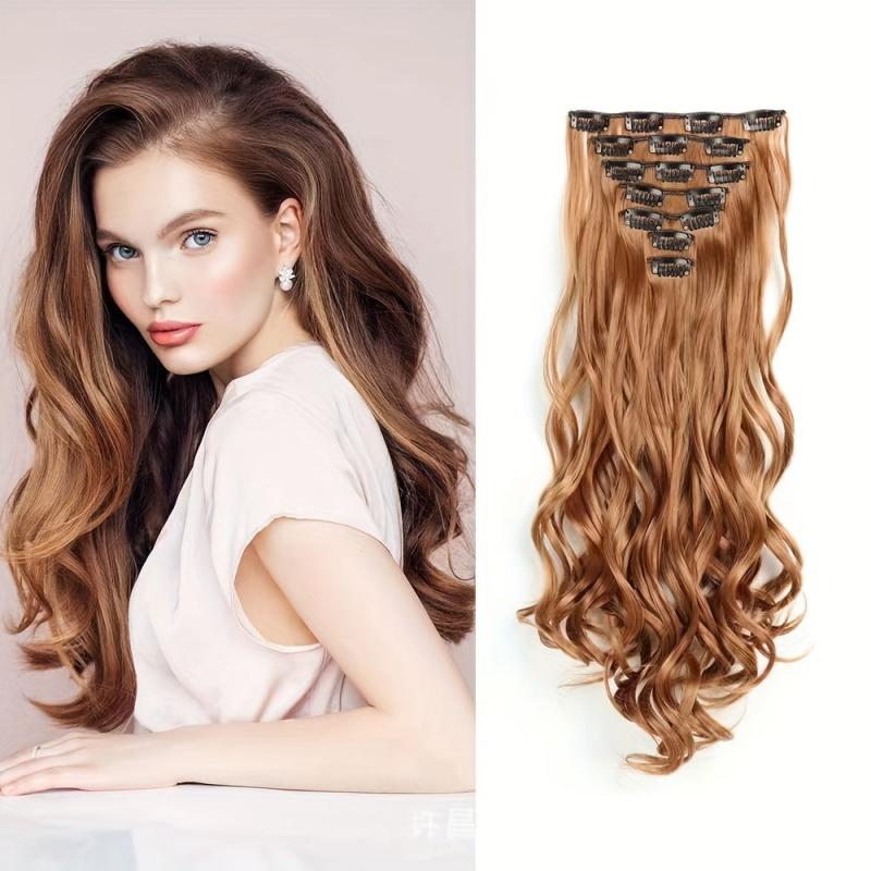 7pcs Body Wave Curly Hair Pieces Set for Women Daily Party Cosplay