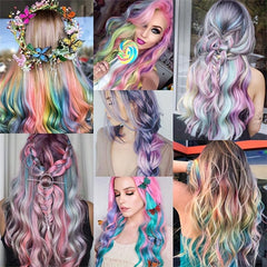 8pcs Long Curly Wavy Hair Extensions Party Highlight Clip In Y2K Synthetic Fiber