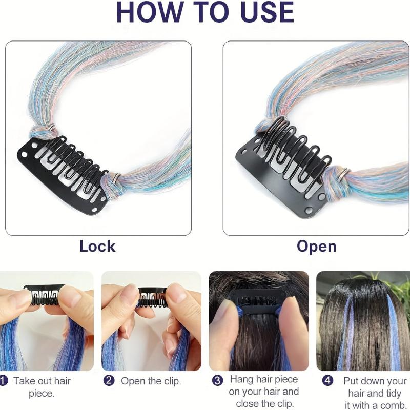 8pcs Long Curly Wavy Hair Extensions Party Highlight Clip In Y2K Synthetic Fiber