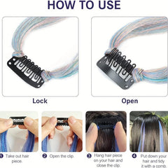 8pcs Long Curly Wavy Hair Extensions Party Highlight Clip In Y2K Synthetic Fiber