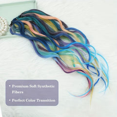 8pcs Long Curly Wavy Hair Extensions Party Highlight Clip In Y2K Synthetic Fiber