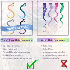8pcs Long Curly Wavy Hair Extensions Party Highlight Clip In Y2K Synthetic Fiber