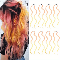 8pcs Long Curly Wavy Hair Extensions Party Highlight Clip In Y2K Synthetic Fiber
