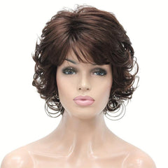 Short Wavy Curly Wig Synthetic Hair Full Wig 10 Inches Women's Daily Use