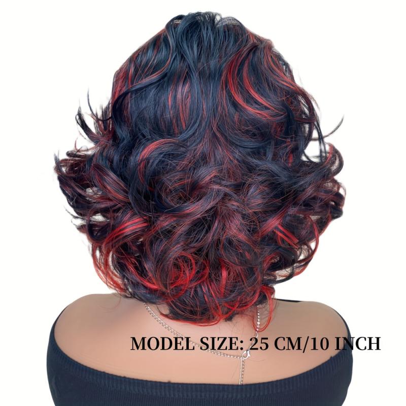 Short Wavy Curly Wig Synthetic Hair Full Wig 10 Inches Women's Daily Use