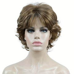 Short Wavy Curly Wig Synthetic Hair Full Wig 10 Inches Women's Daily Use