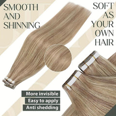 20Pcs Tape In Hair Extensions Blonde Balayage Mixed Brown Highlight Blonde