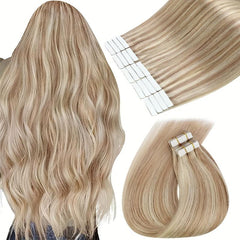 20Pcs Tape In Hair Extensions Blonde Balayage Mixed Brown Highlight Blonde