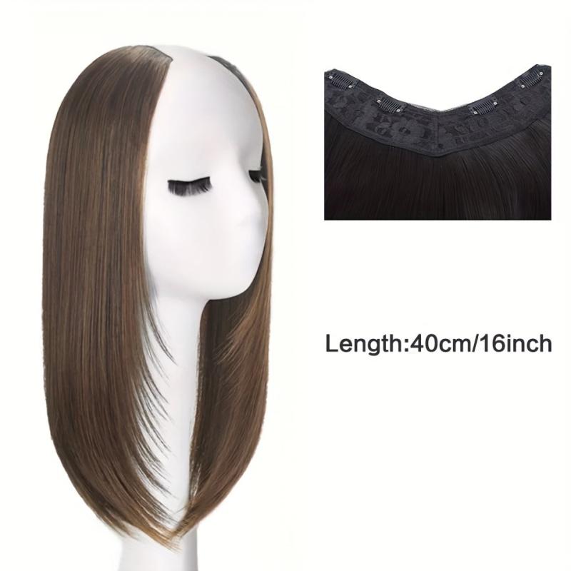Synthetic Straight Clip In Hair Extensions Heat Resistant Fiber Hair Piece