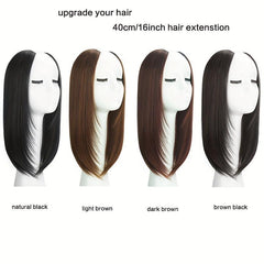 Synthetic Straight Clip In Hair Extensions Heat Resistant Fiber Hair Piece