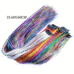 Y2K Tinsel Hair Extension 60 96 Cm Synthetic Clip In Hair Extensions Colored