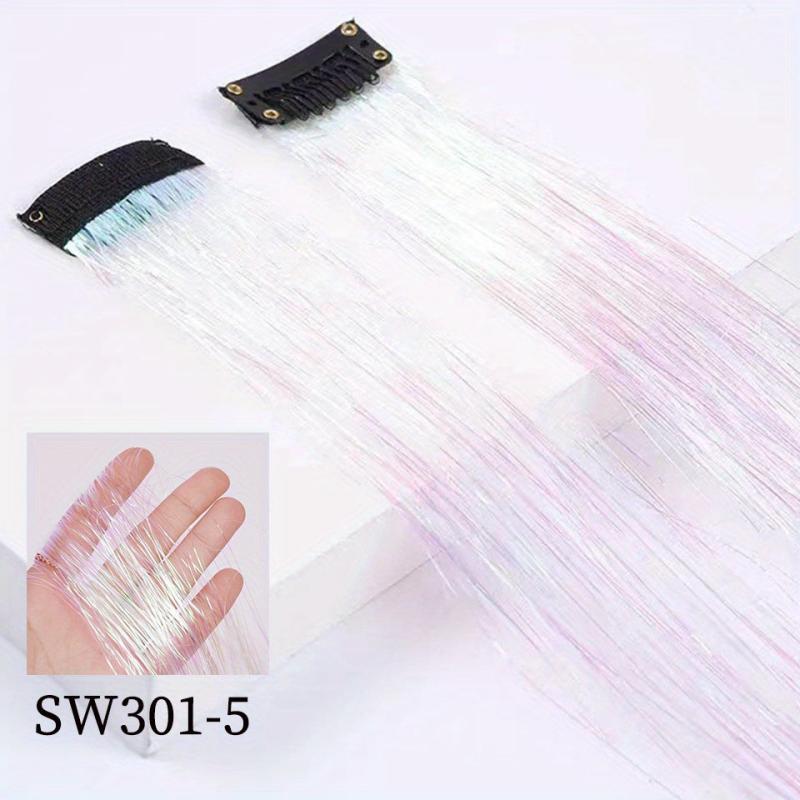 Y2K Tinsel Hair Extension 60 96 Cm Synthetic Clip In Hair Extensions Colored