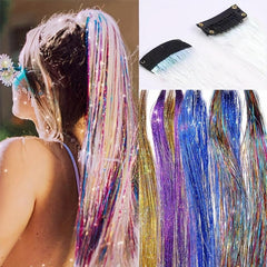 Y2K Tinsel Hair Extension 60 96 Cm Synthetic Clip In Hair Extensions Colored