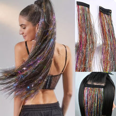 Y2K Tinsel Hair Extension 60 96 Cm Synthetic Clip In Hair Extensions Colored